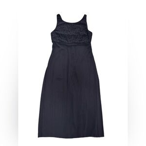 Phoebe Women’s Long Dress Sleeveless Dark Gray flower embroidered Size 12